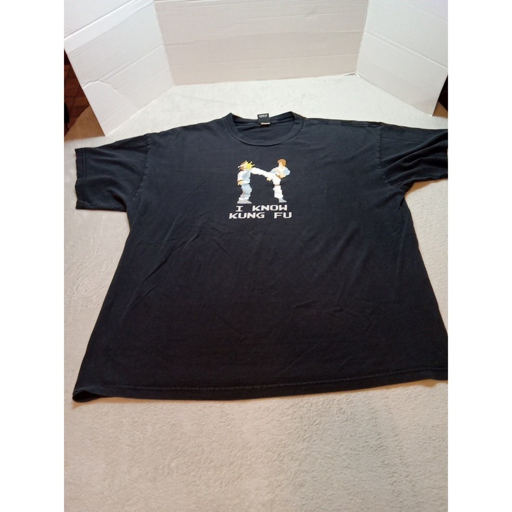 I Know Kung Fu Mens Graphic T Shirt Sz XXL Y2k Video Game Pixel Martial Arts